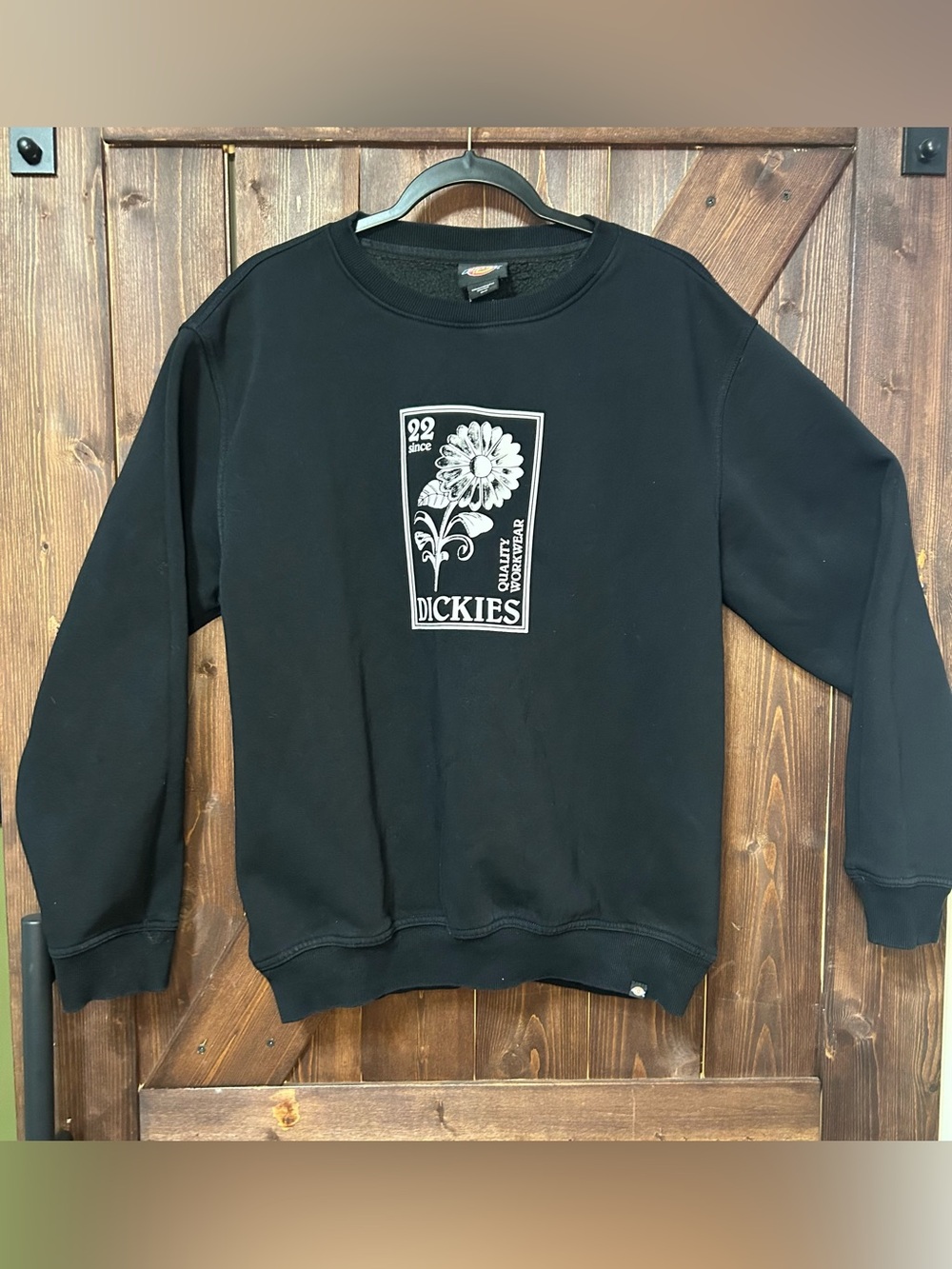 Dickies Black Crewneck Sweatshirt with White Floral Graphic